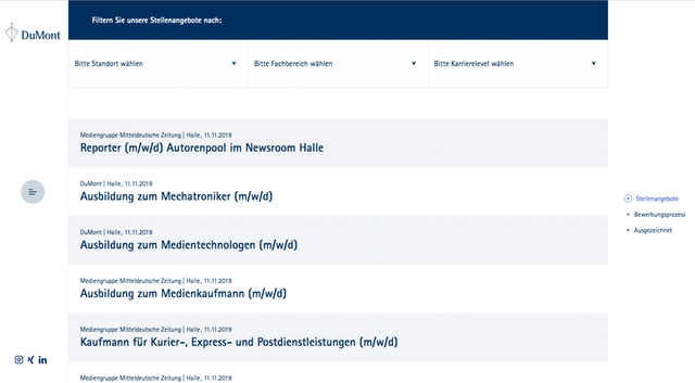 Stellenanzeigen im Firmendesgin auf DuMont