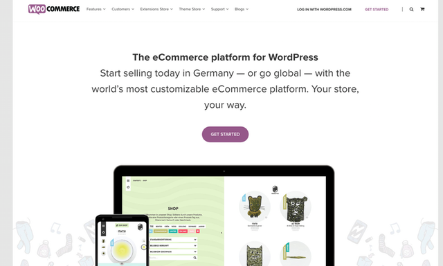 Screenshot der Starteseite von WooCommerce